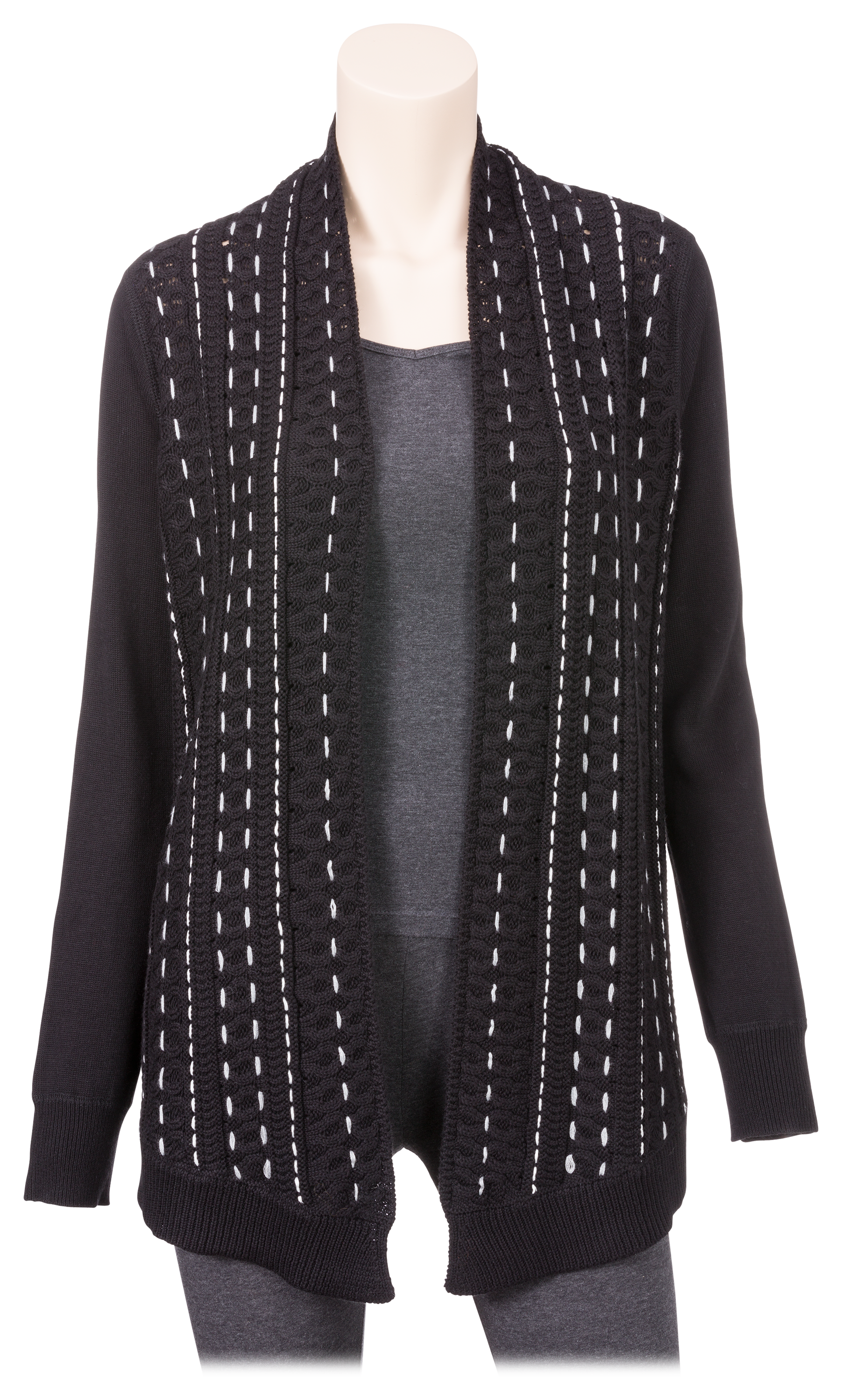 Natural Reflections Pick Stitch Open-Front Cardigan for Ladies | Bass ...